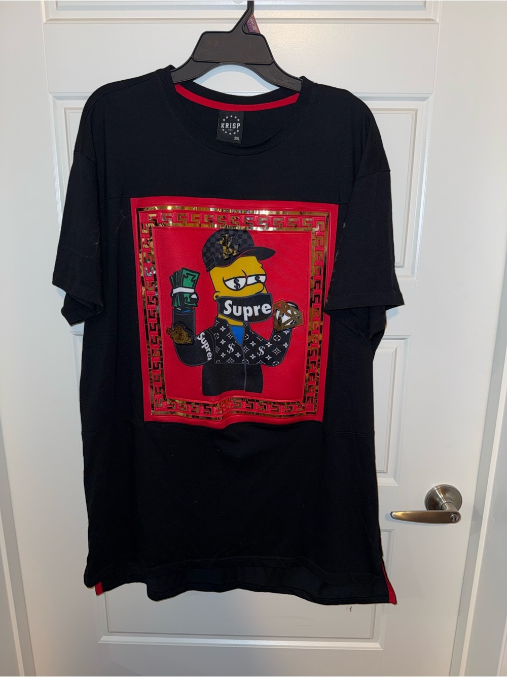 KRISP Black Short Sleeve bart Simpson Tee with Red Panel